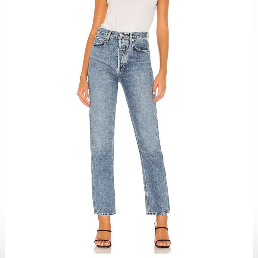Agolde 90s Pinch Waist High Rise Straight Leg Jeans Button Fly Size 23 XXS